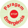 Etiqueta para equipamentos, identificação de paragem de emergência